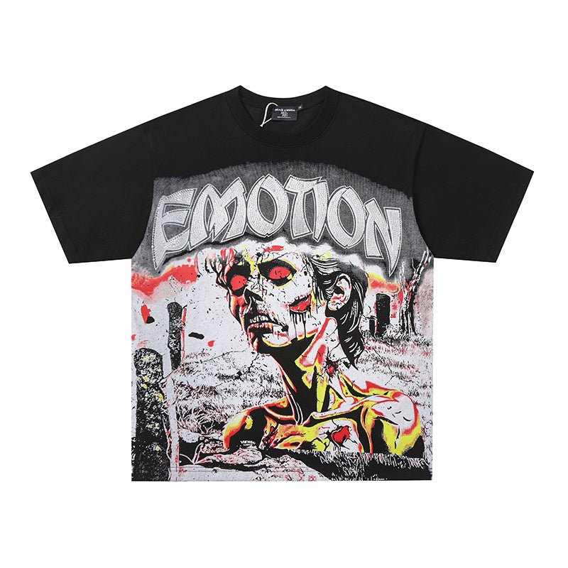MIXED EMOTION Retro Portrait Graphic 2‑Color T‑Shirt