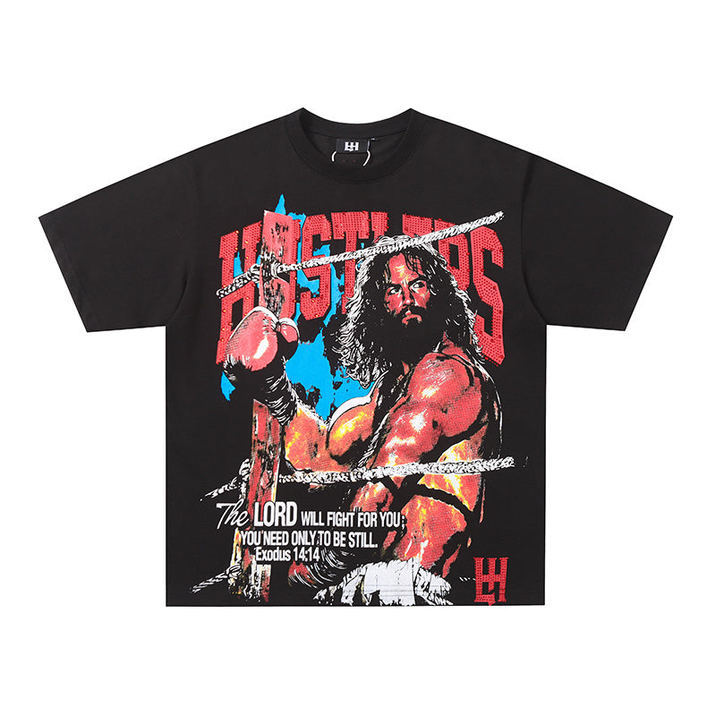 Life Hustlers Wrestler Graphic Black Tee