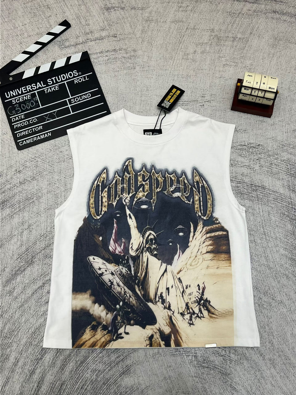 Godspeed Eagle Graphic White Tank Top