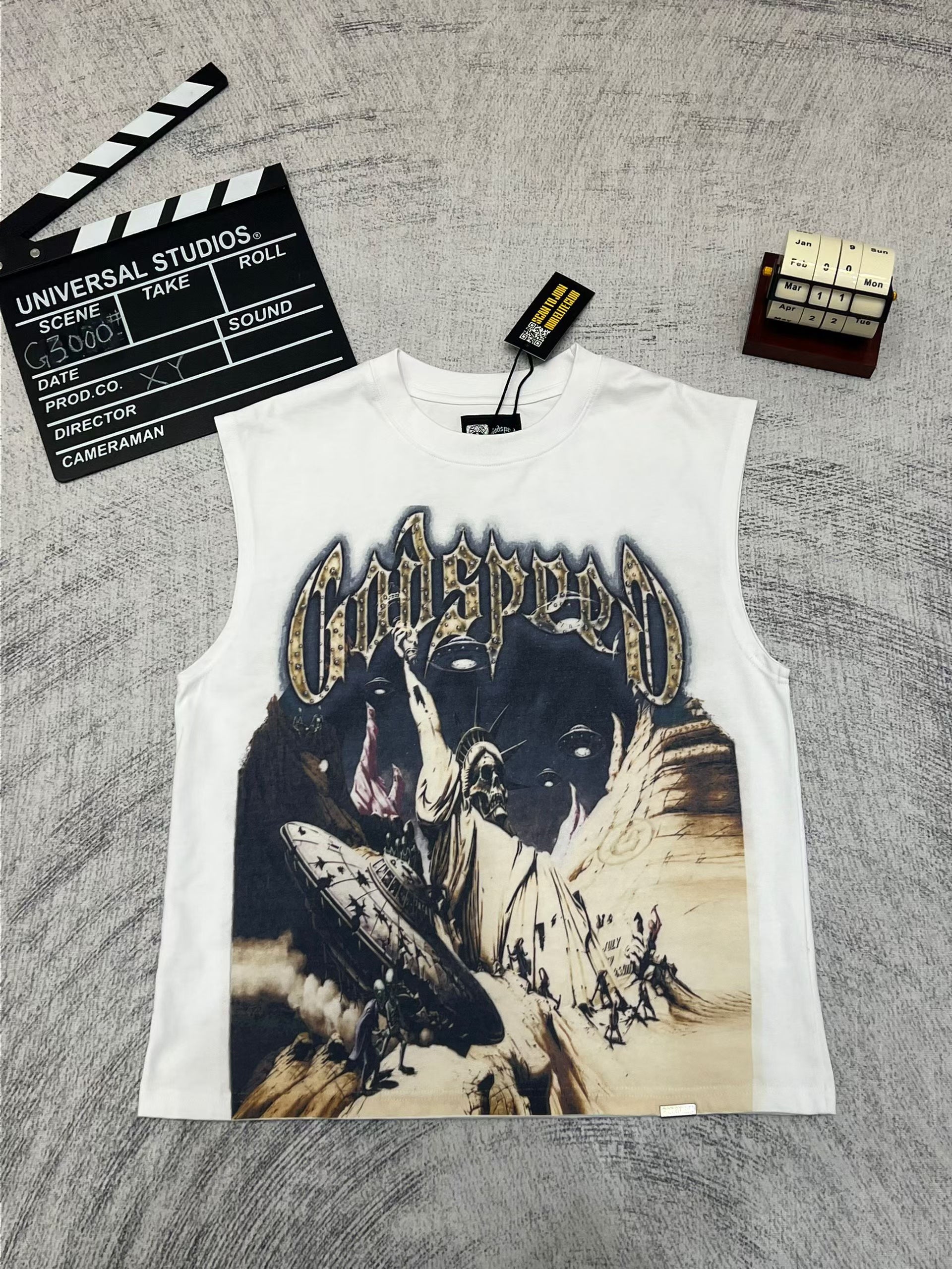 Godspeed Eagle Graphic White Tank Top
