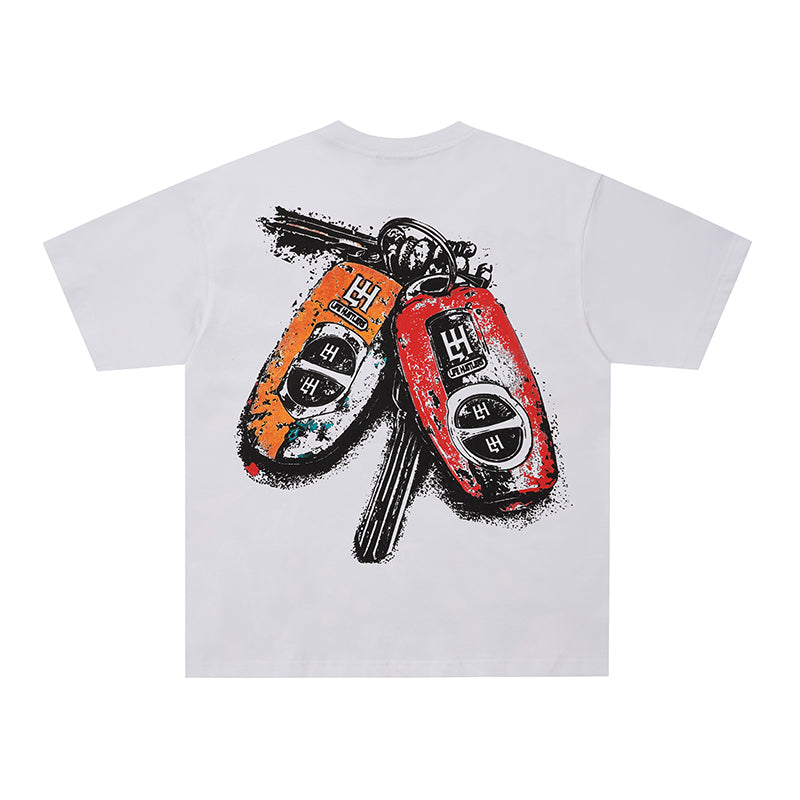 Life Hustlers Skeleton Car Graphic Two‑Tone T‑Shirt