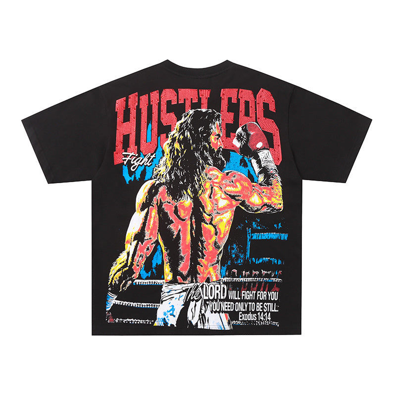 Life Hustlers Wrestler Graphic Black Tee