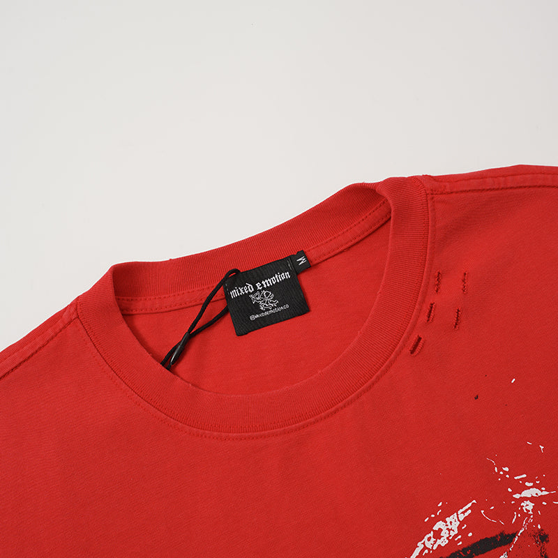 MIXED EMOTION Red Cross Graphic T‑Shirt