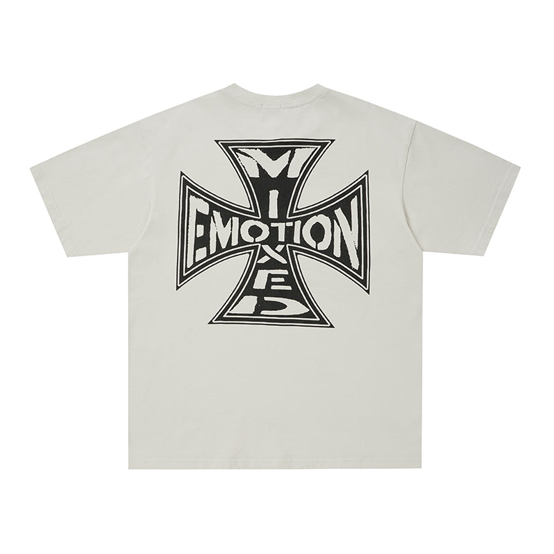 MIXED EMOTION Cross Graphic 2‑Color T‑Shirt