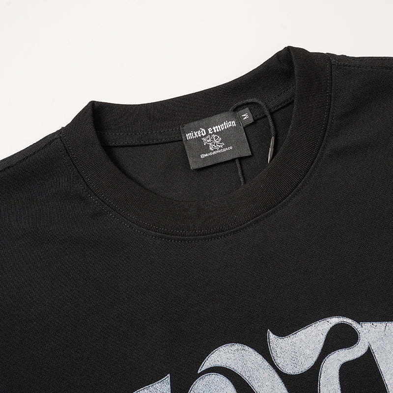 MIXED EMOTION Double‑Sided Graphic Black T‑Shirt