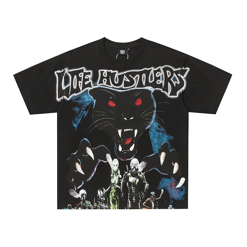 Life Hustlers Black Panther Graphic Black T‑Shirt