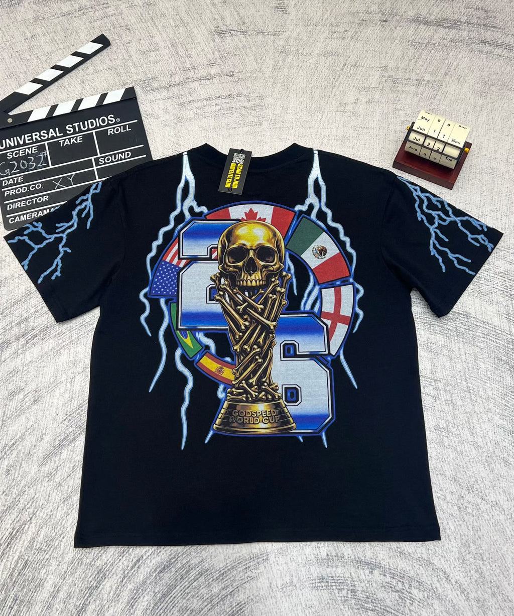 Godspeed Blue‑Skull Graphic T‑Shirt
