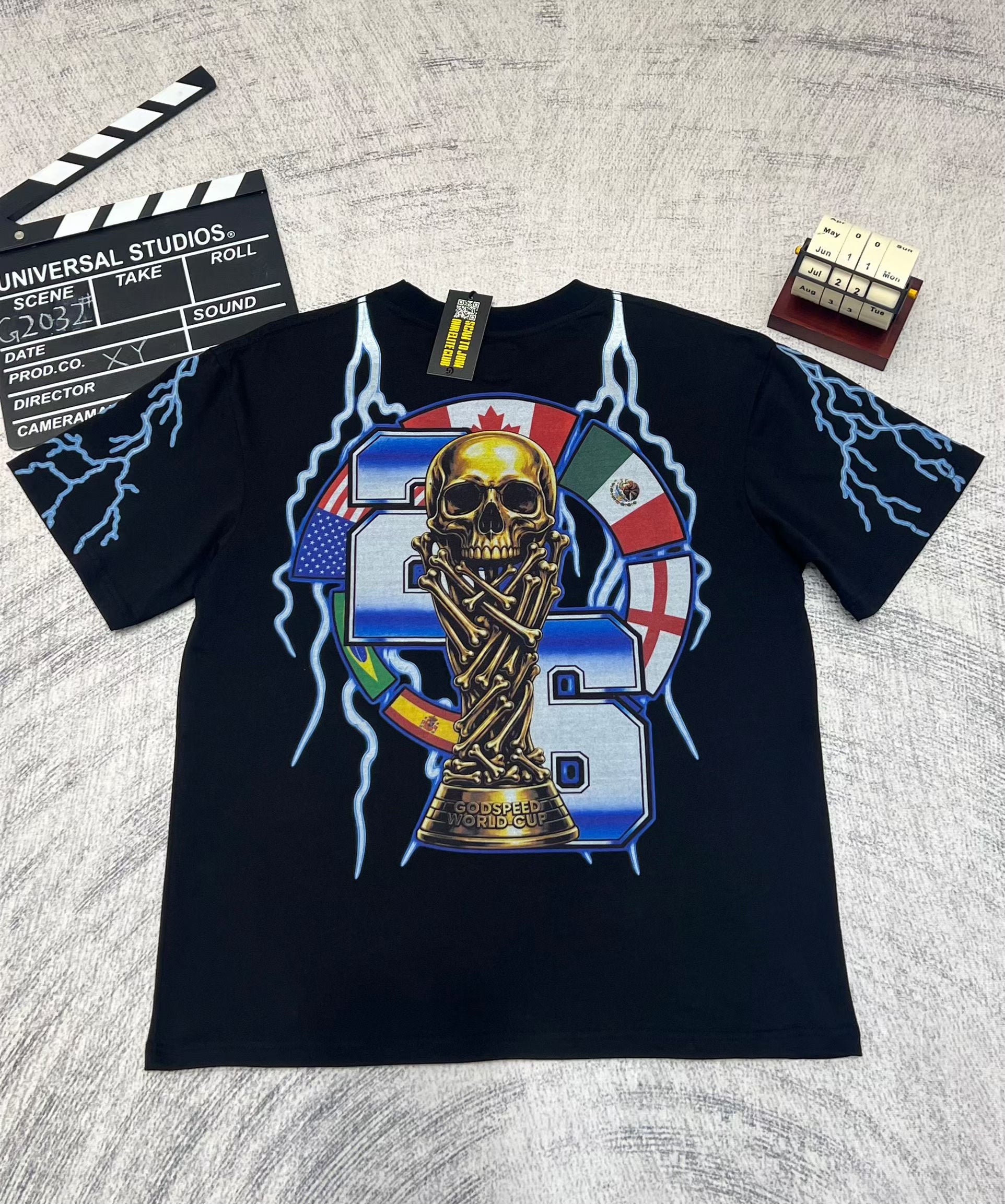 Godspeed Blue‑Skull Graphic T‑Shirt