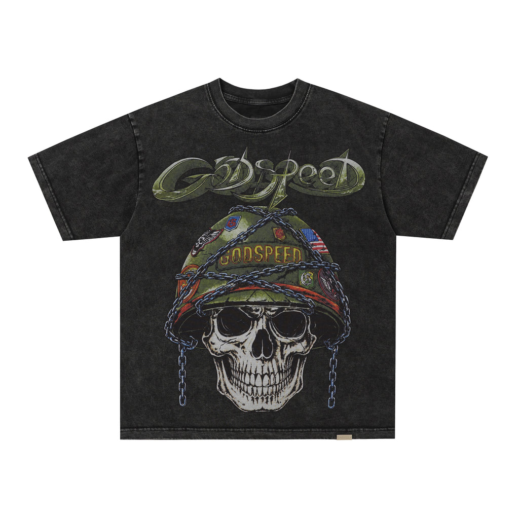 Godspeed Badges of Honor Skull Graphic T‑Shirt