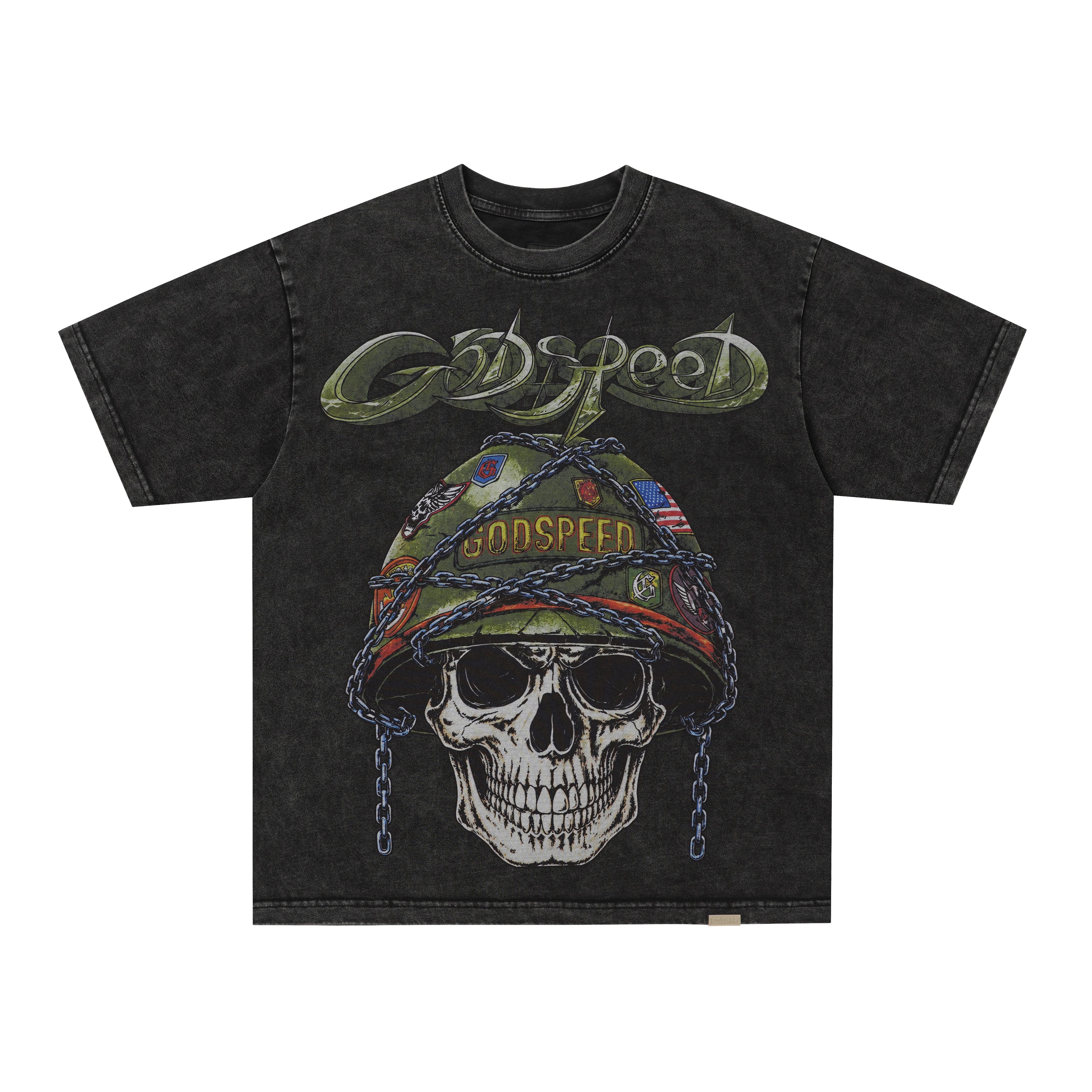 Godspeed Badges of Honor Skull Graphic T‑Shirt