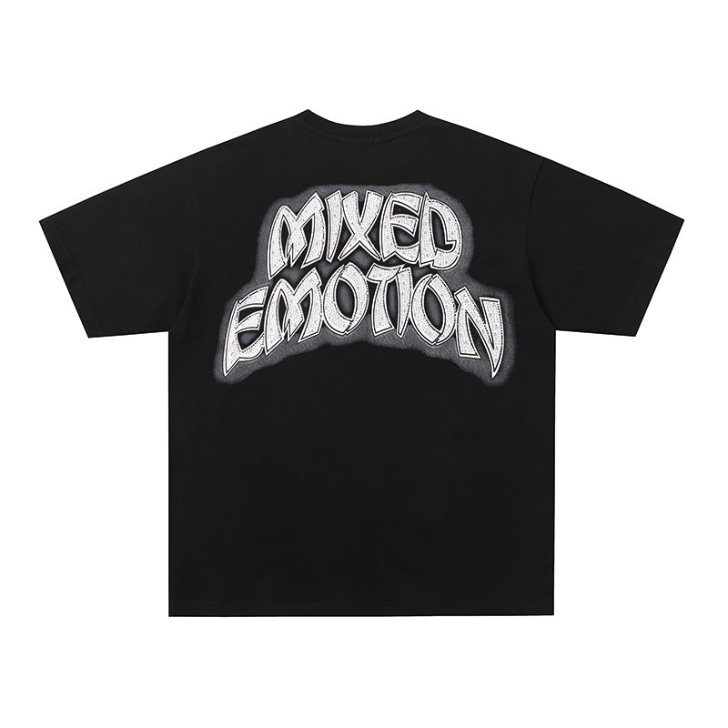 MIXED EMOTION Retro Portrait Graphic 2‑Color T‑Shirt