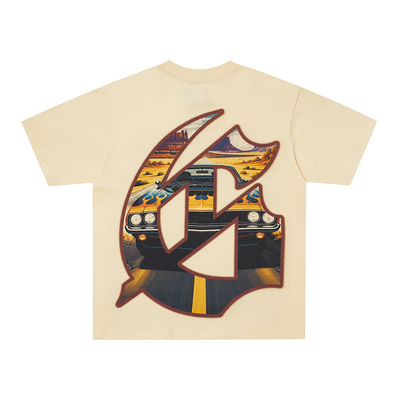 Godspeed Retro Car Scenery Graphic T‑Shirt