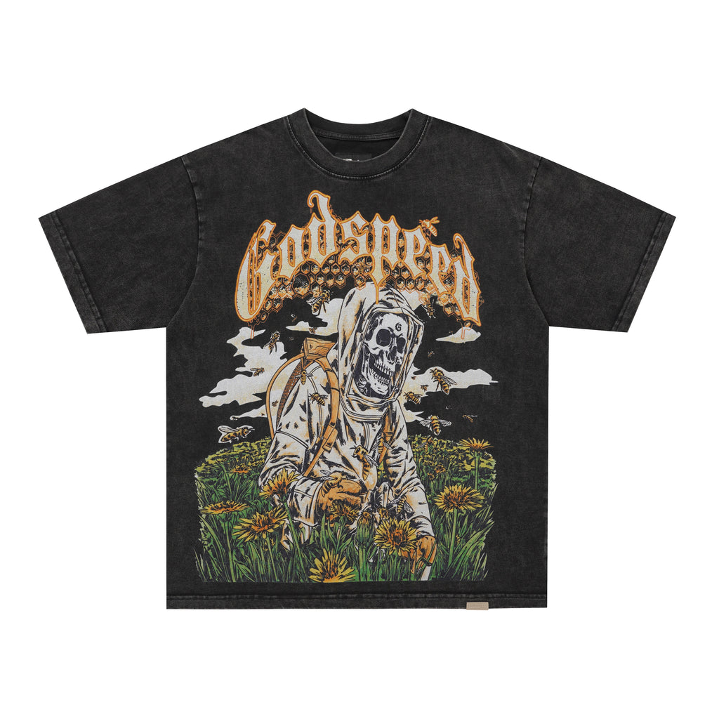 Godspeed Vintage Tiger Graphic Black T‑Shirt