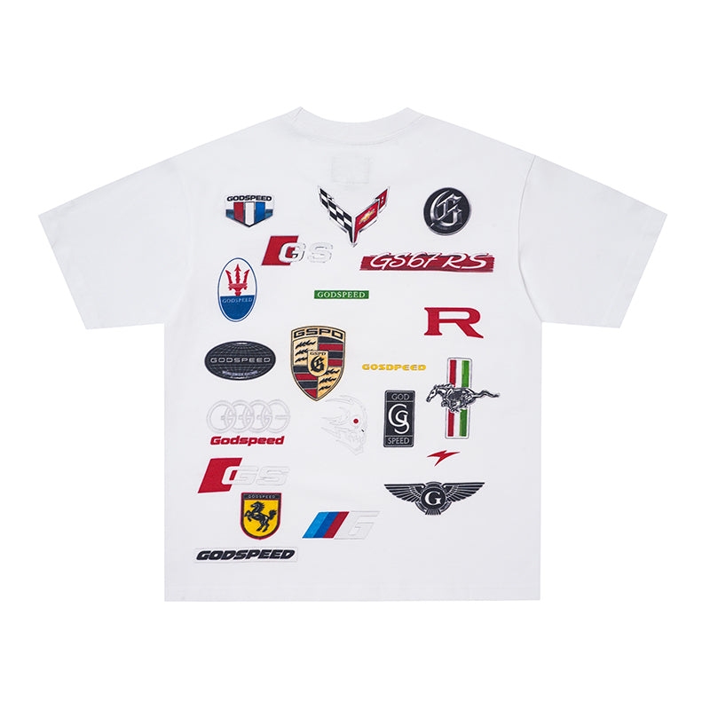 Godspeed White Badge Sticker‑Print T‑Shirt