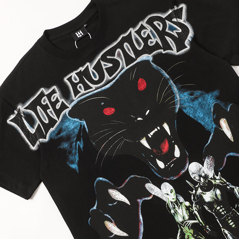 Life Hustlers Black Panther Graphic Black T‑Shirt