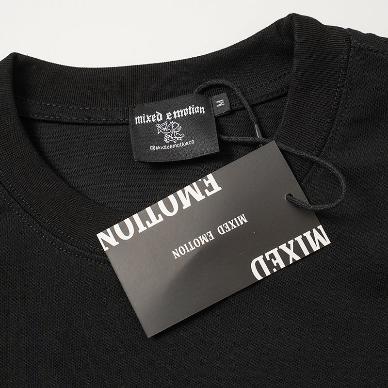 MIXED EMOTION Double‑Sided Graphic Black T‑Shirt