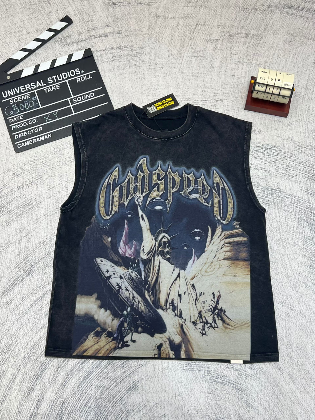 Godspeed Eagle Graphic Black Washed Tank Top