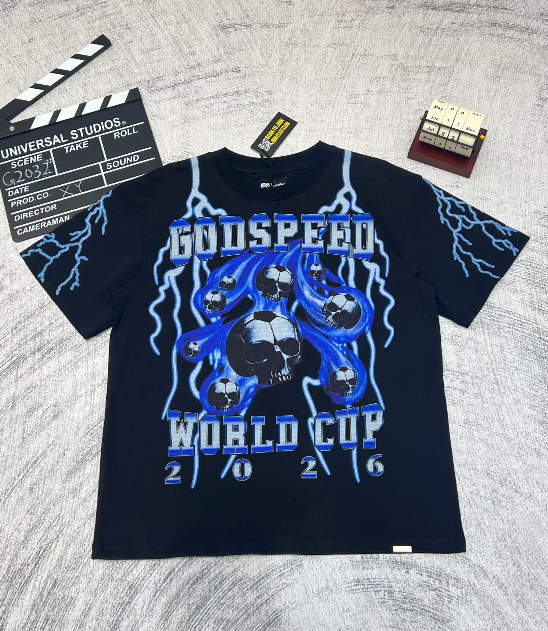 Godspeed Blue‑Skull Graphic T‑Shirt