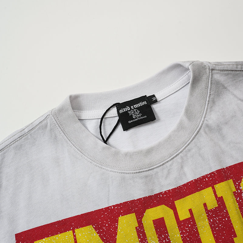 MIXED EMOTION Eagle Print Washed‑Grey T‑Shirt