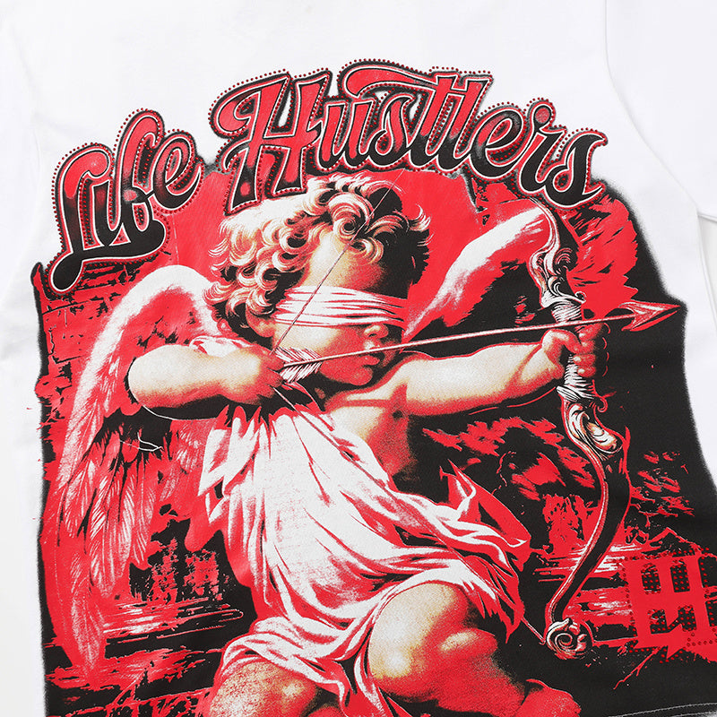 Life Hustlers Red Angel Graphic White T‑Shirt