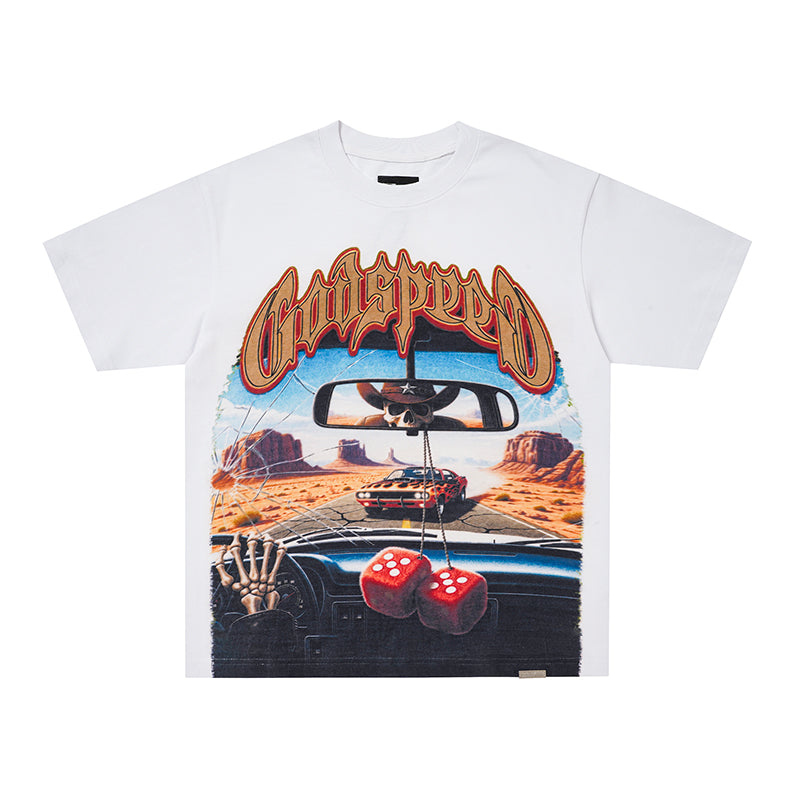Godspeed Retro Car Scenery Graphic T‑Shirt