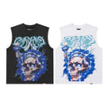 Godspeed Blue‑Flame Skull Print 2‑Color Tank Top