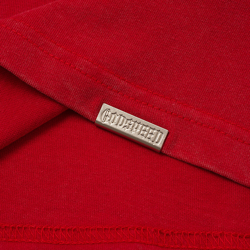 Godspeed Skull Print Red T‑Shirt