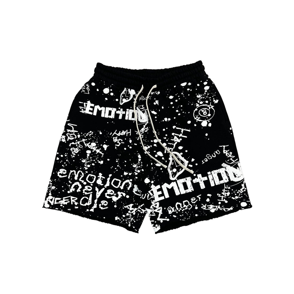 Emotions Never Die Graffiti Print Sweat Shorts
