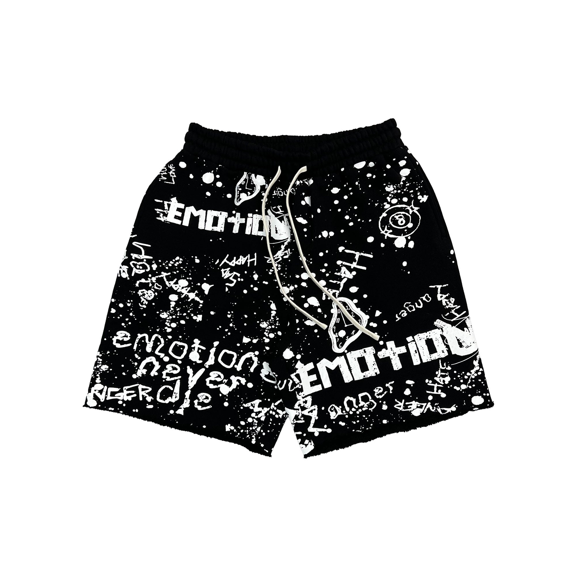 Emotions Never Die Graffiti Print Sweat Shorts