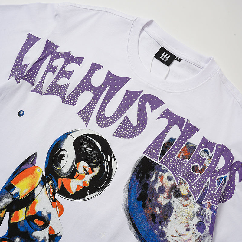 Life Hustlers Astronaut Space‑Print White T‑Shirt