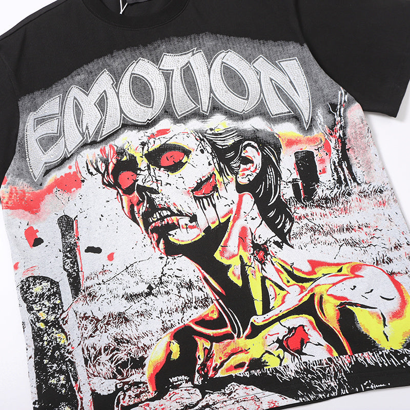 MIXED EMOTION Retro Portrait Graphic 2‑Color T‑Shirt