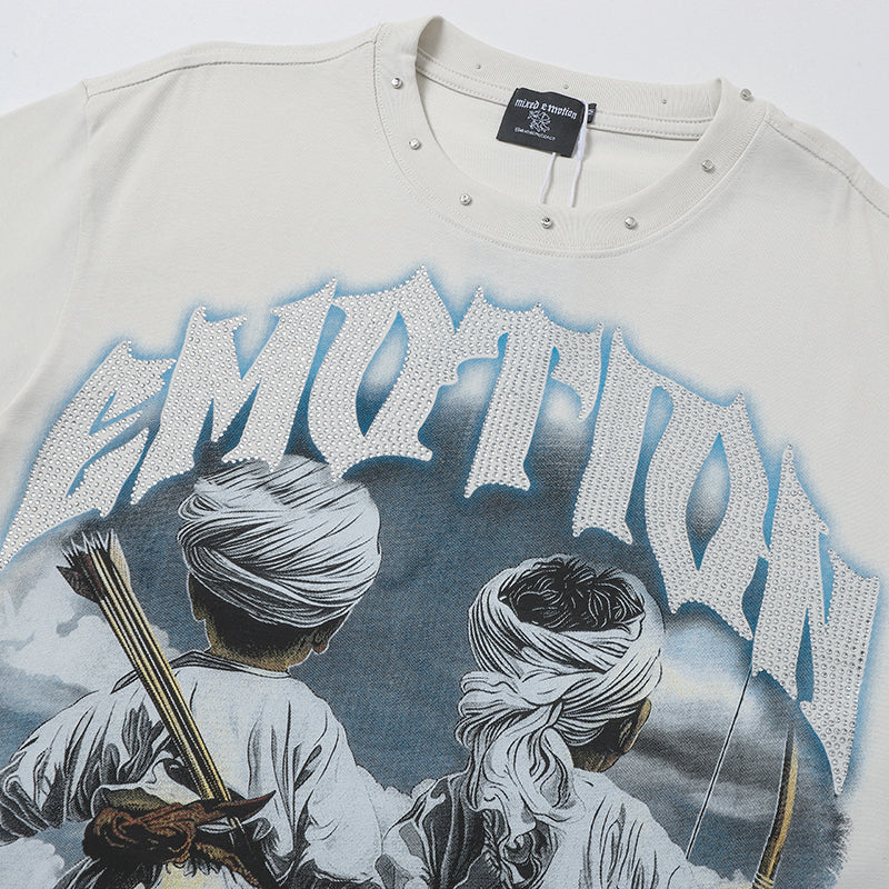 MIXED EMOTION Retro Character Graphic 2‑Color T‑Shirt