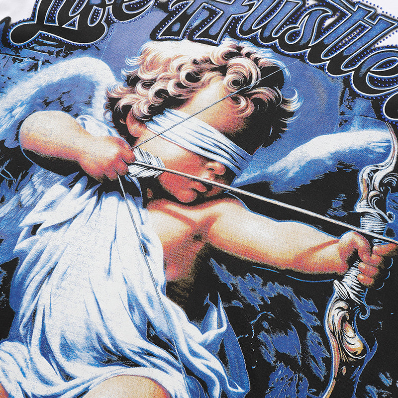 Life Hustlers Blue Cupid Graphic White Tee