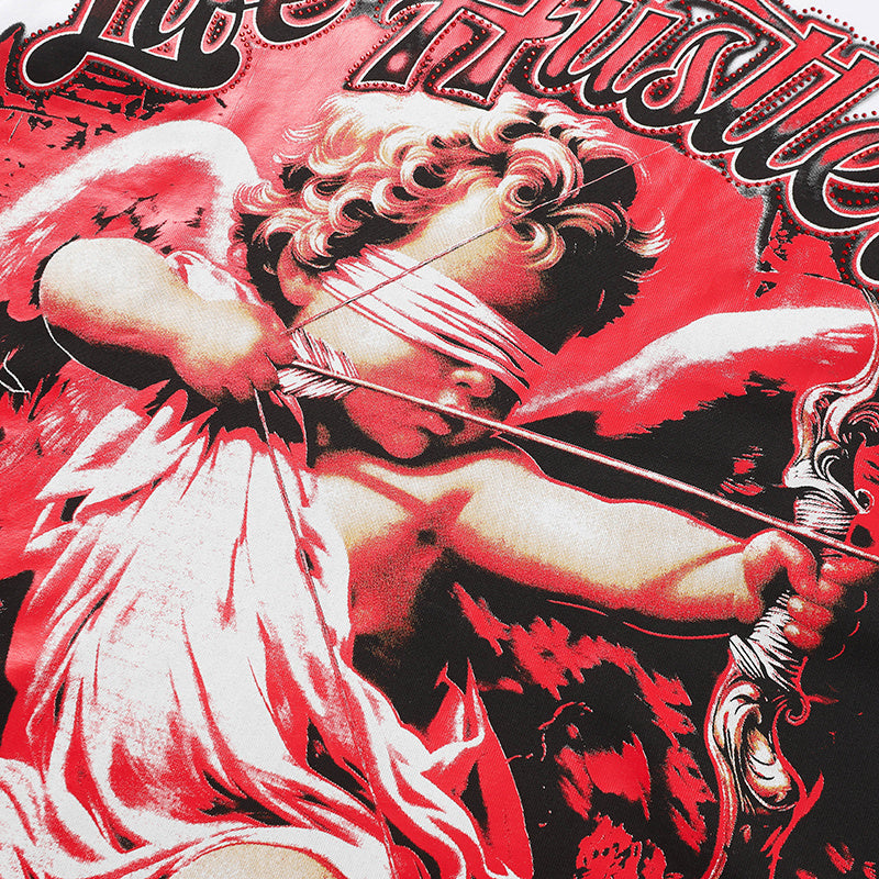 Life Hustlers Red Angel Graphic White T‑Shirt