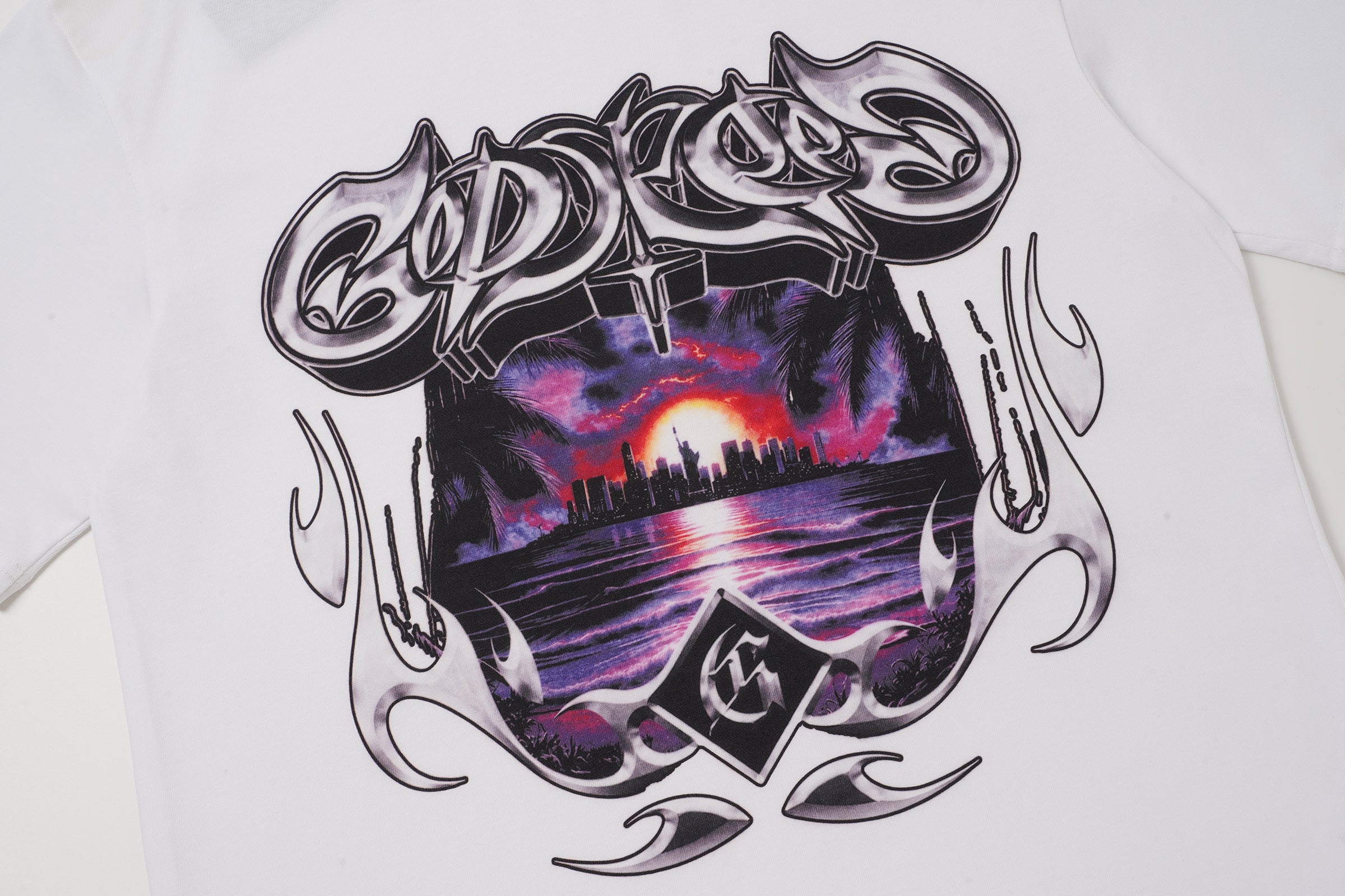 Godspeed Flame Graphic White T‑Shirt