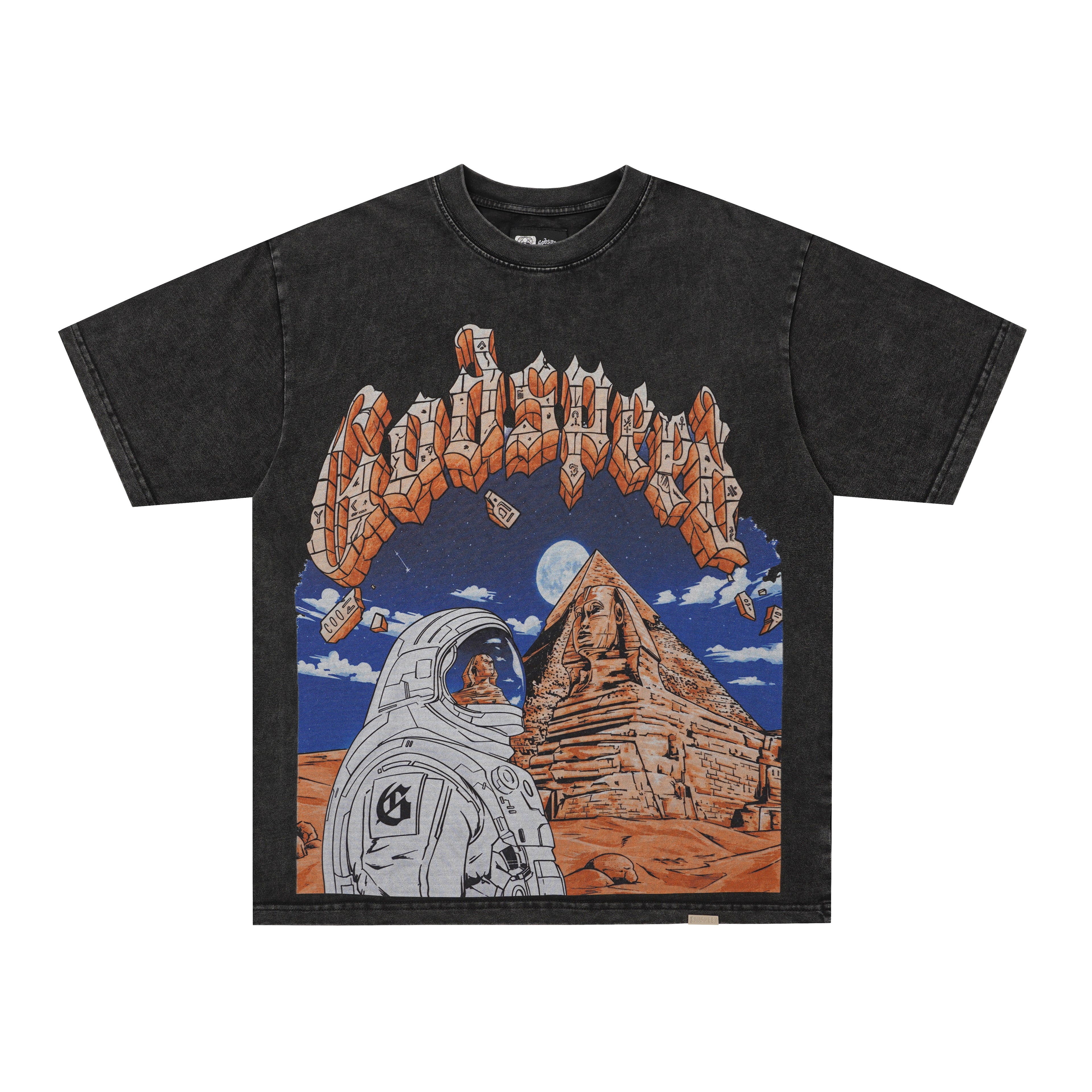 Godspeed Mountain Landscape Graphic Vintage‑Wash T‑Shirt