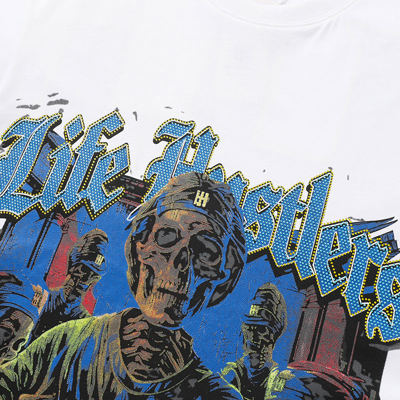 Life Hustlers Skeleton Graphic White Tee