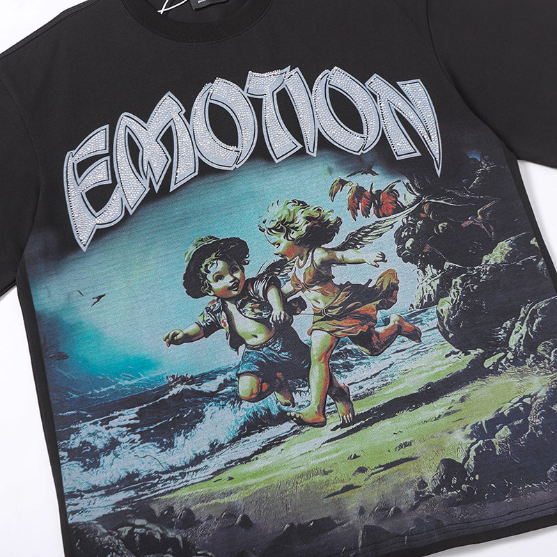 MIXED EMOTION Surf Character Graphic 2‑Color T‑Shirt