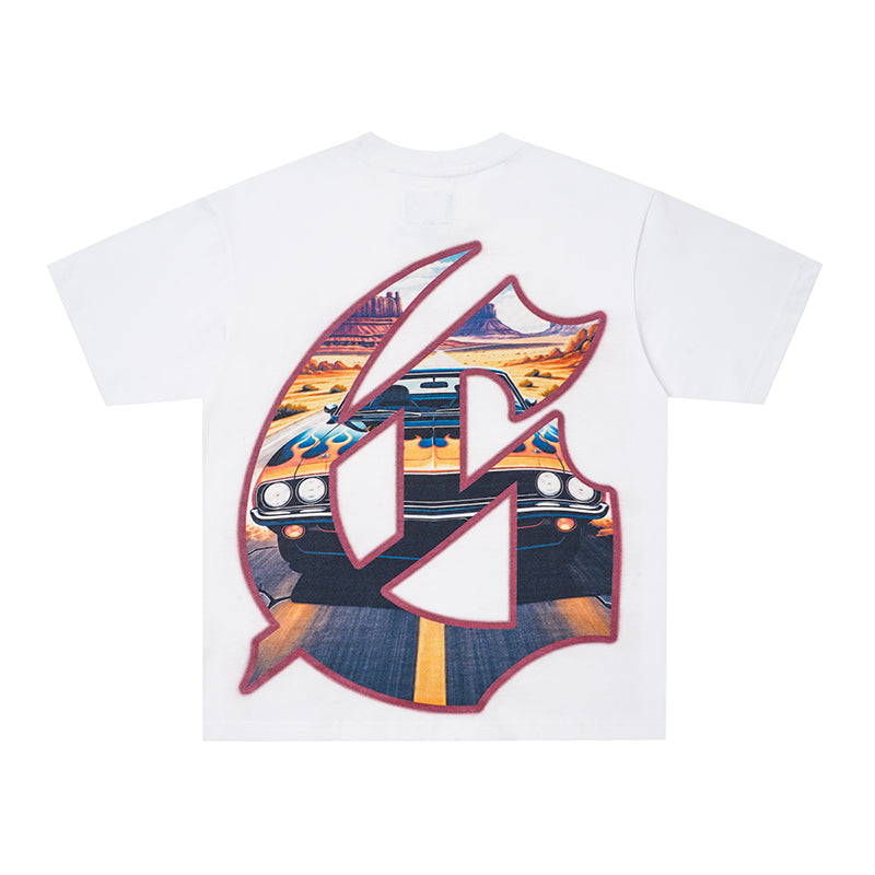 Godspeed Retro Car Scenery Graphic T‑Shirt
