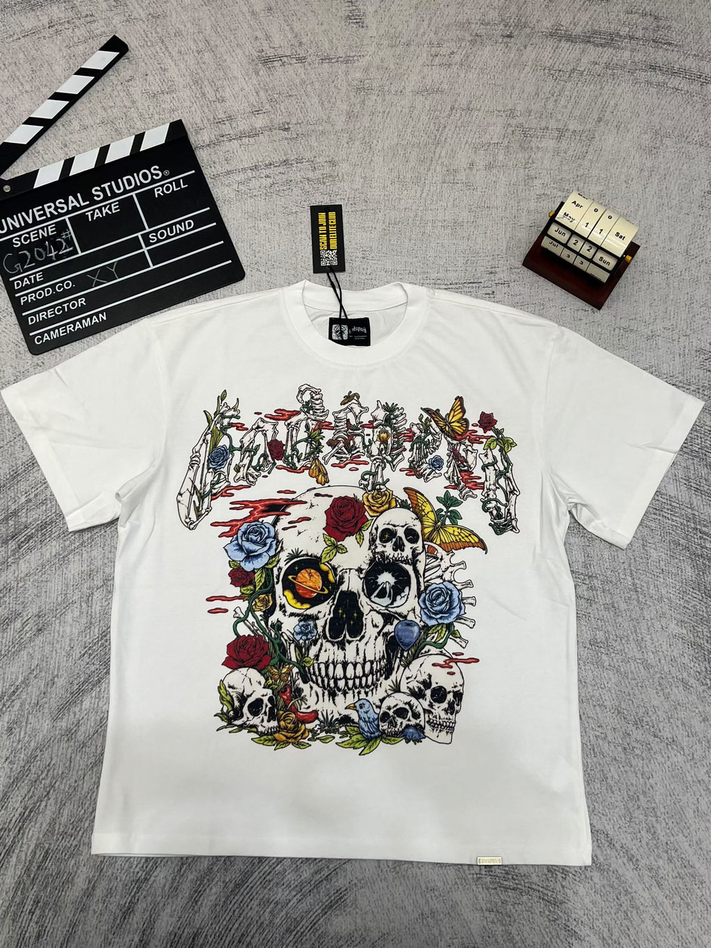 Godspeed Floral Skull White T‑Shirt