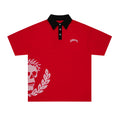 Godspeed Skull‑Laurel Red Contrast‑Collar Polo Shirt