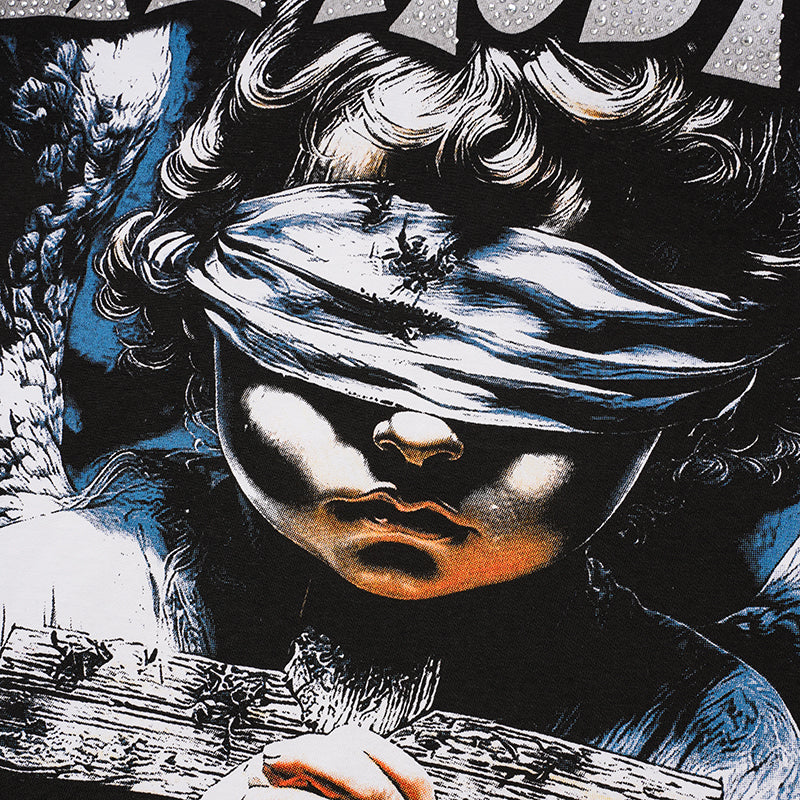 Life Hustlers Blind‑Folded Angel Graphic White T‑Shirt