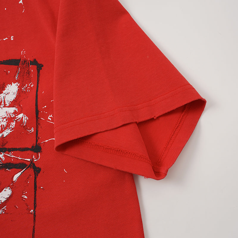 MIXED EMOTION Red Cross Graphic T‑Shirt
