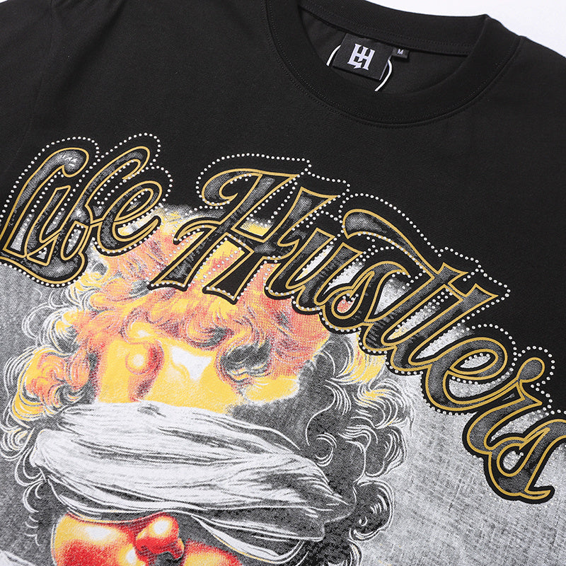 Life Hustlers Praying Angel Graphic Black Tee