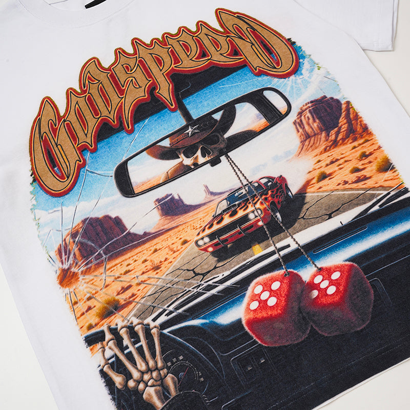 Godspeed Retro Car Scenery Graphic T‑Shirt