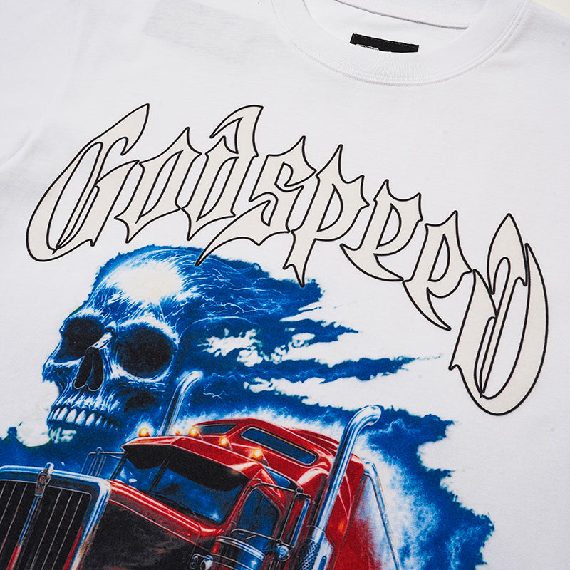 Godspeed Vintage Truck Skull Graphic T‑Shirt