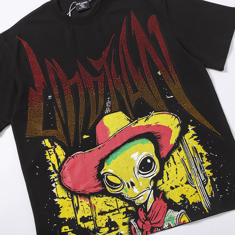 MIXED EMOTION Alien Cowboy Graphic 2‑Color T‑Shirt