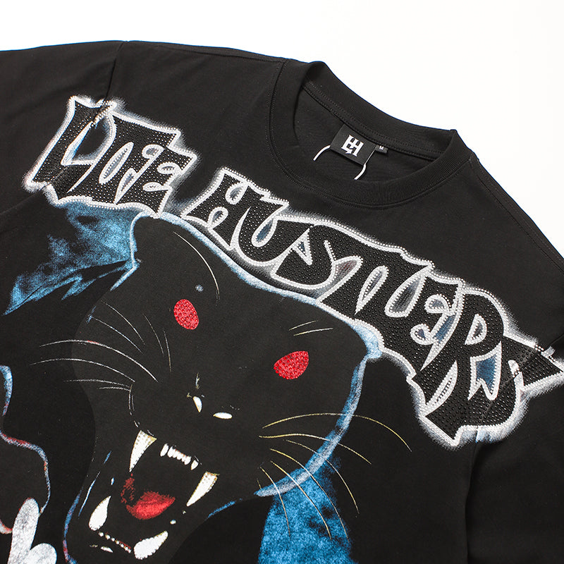 Life Hustlers Black Panther Graphic Black T‑Shirt