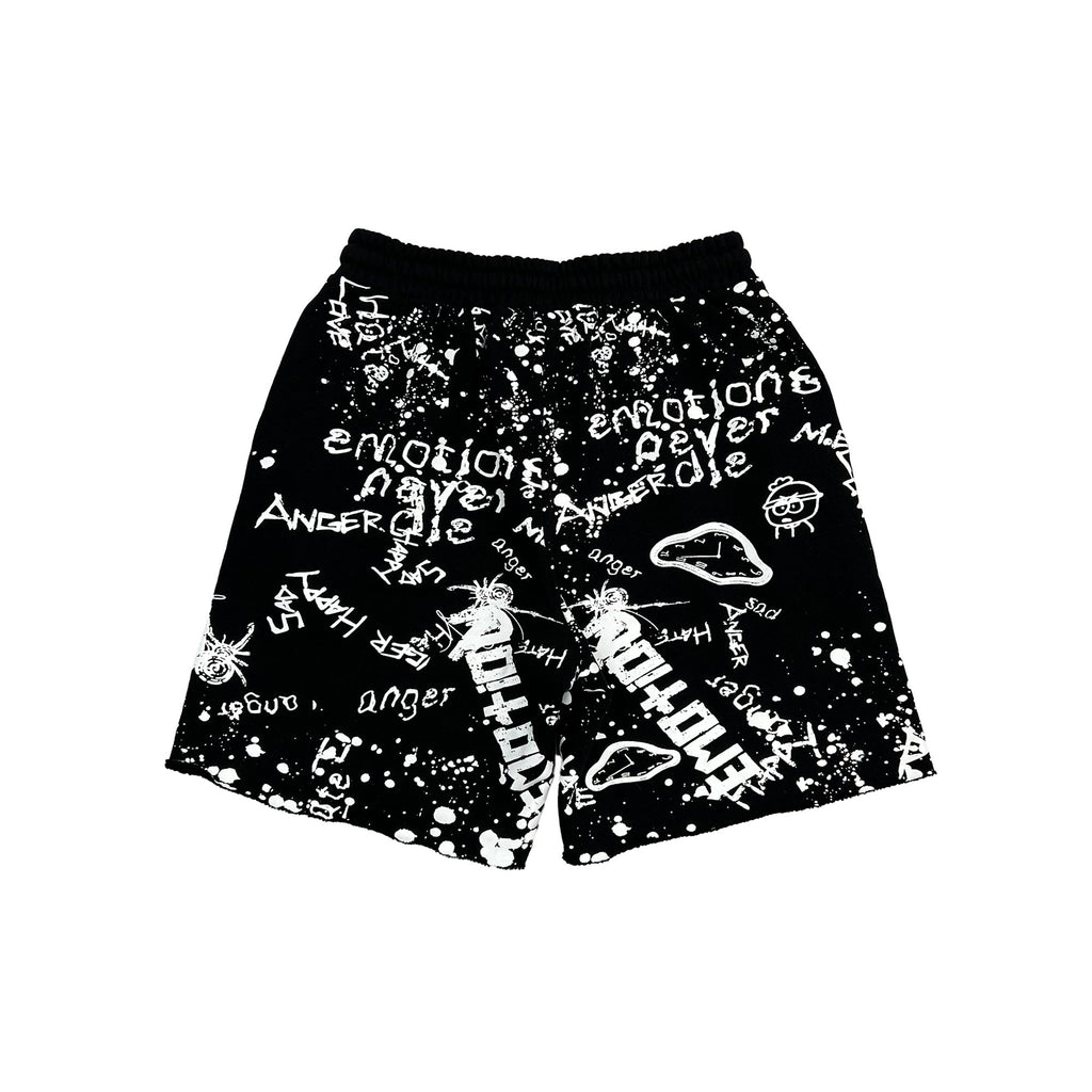 Emotions Never Die Graffiti Print Sweat Shorts