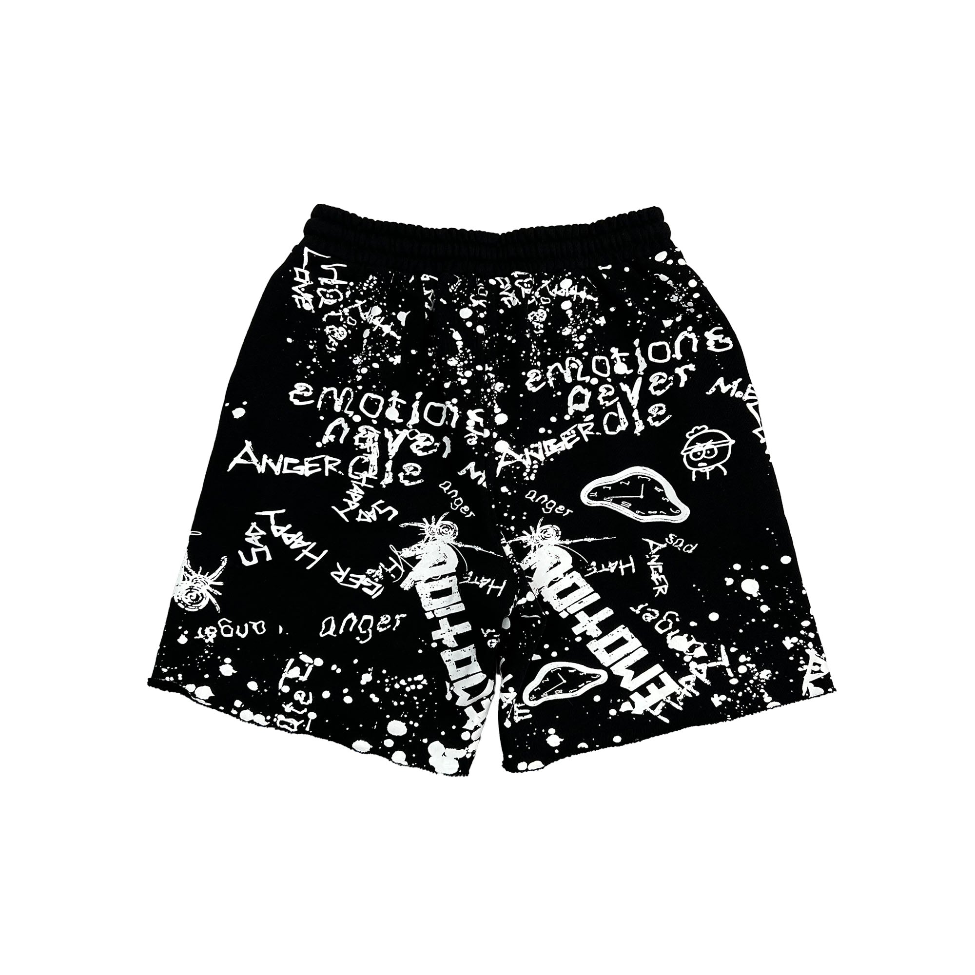 Emotions Never Die Graffiti Print Sweat Shorts